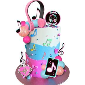 20 PCS Music Cake Toppers Clay Headset Cake Decorations for Musical Cake Toppers Set Girls Music Karaoke Theme Birthday Party Supplies
