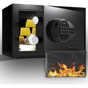 BONANO 0.5 Cub Safe Box, Biometric Safe with Backlit Touch Screen Keyapd, Fingerprint Safe with Fireproof Waterproof Bag and Mute Function, Small Safe Box for Money Valuables Jewelry and Documents