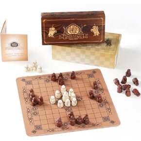 Hnefatafl Viking Chess Set Board Game Traditional Two-Player Strategy Board Game Intelligence Tabletop Tridimensional Chess Set Game Outdoor Adult/Child Travel Board Set (Hnefatafl Viking Chess)