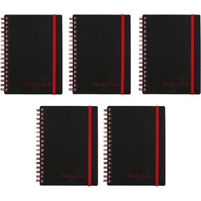 Black n' Red Twin Wire Poly Cover Notebook, 3-5/8" x 5-7/8" Sheet Size, Black/Red, 70 Ruled Sheets, Sold as 5 Pack (F67010)