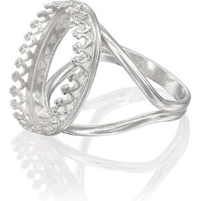 1 PCS 925 Sterling Silver Ring Base - 13x18mm Oval Bezel Site Size 7 - Ring Blanks لصنع المجوهرات والراتنج الحرف - إعدادات الحلقة لصنع المجوهرات - لوازم صنع الخاتم