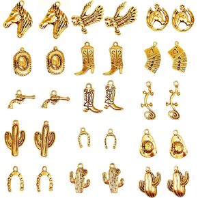 120pcs Western Charms Cowboy Charms for Jewelry Making Mixed Cowboy Boot Hat Cactus Horsehead Eagle Charms Pendant for Bracelet Necklace Father Gift DIY Craft Findings in Kuwait