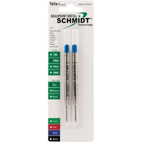 Schmidt P900 Ballpoint Tc Ball Parker Style Refill Medium, Black, 2 Pack Blister (SC58135)