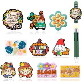 12Pcs Crochet Focal Beads for Pens Characters Embroidery Yarn Silicone Focal Beads Crochet Hook Yarn Beads for Keychain Making Bracelet DIY Gifts Beaded Pens