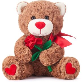 IKASA Bear Stuffed Animal Love Plush Toy with Bow for Valentine,Cute 10.6" Soft Plushie Small Toy,Gifts for Girlfriend (Bear)