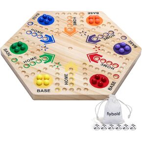 flybold Wooden Game Set - 6 x 10 x 6 Inches - Family-Friendly Game for Kids and Adults - Board Games for Adults for Indoor/Outdoor Fun, BBQs, Parties, and Picnics