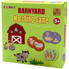 KiDEPOCH Memory Match Game – 16 Matching Pairs Preschool Memory Games Featuring Barnyard Element, Non Toxic Educational Memory Matching Game, Perfect for Kids, Toddlers, 3 Year Old or Up