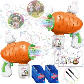 Easter Bubble Machine, Leak-Proof & Rich Bubble Bunny Bubble Blower with Radish Shape, Portable Bubble Maker Outdoor Perfect Graduation Party Easter Basket Stuffers for Kids