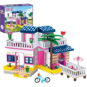 Dream Girls Beach House Building Sets Friends Seaside Villa 360 Pieces City Family Playset Boys Vacation Hut Model Building Kit STEM Toys Gift for Kids Aged 6-12