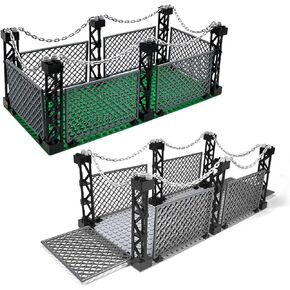 Safety Guardrail,Closed Cage Building Blocks Set，Compatible with Lego Jurassic World t rex ，Halloween Jail，WW2 Military and More Scene，Playset for Boys and Girls Ages 6+ (Small Cage)