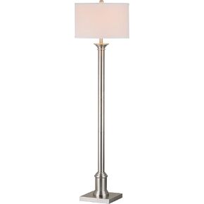 SAFAVIEH Lighting Collection Livia Modern Farmhouse Nickel 60-inch Living Room Bedroom Home Office Standing Floor Lamp (LED Bulb Included)