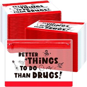 50 Pcs Better Things to Do Than Drugs Pencil Pouch with Enforced 3 Ring 9 1/4" x 6 3/8" Zipper Pencil Pouches Case Cosmetic Pencil Bag for Red Ribbon Week Binder Folders