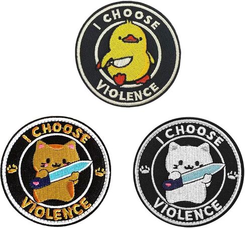 3 PCS Funny Morale Patches, Embroidered Hook and Loop Patches Cute Animal Meme Patches Tactical Morale Patches for Backpacks, Dog Harnesses, Army Vests, Gym Bags, Hats, Helmets (I Choose Violence) in Saudi Arabia