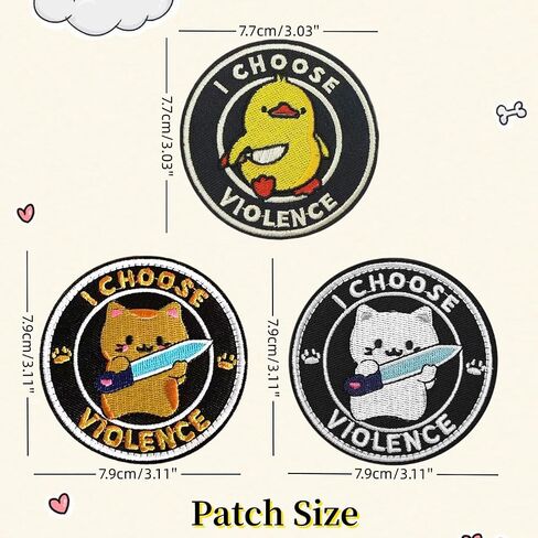 3 PCS Funny Morale Patches, Embroidered Hook and Loop Patches Cute Animal Meme Patches Tactical Morale Patches for Backpacks, Dog Harnesses, Army Vests, Gym Bags, Hats, Helmets (I Choose Violence) in Saudi Arabia