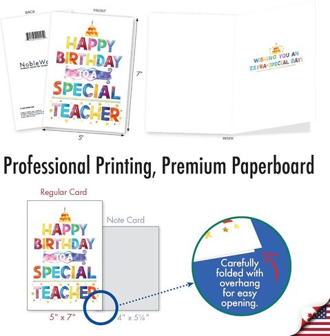 NobleWorks Birthday Greeting Card (Teacher) with 5 x 7 Inch Envelope (1 Card) Bday Special Teacher C10681BDG in Kuwait
