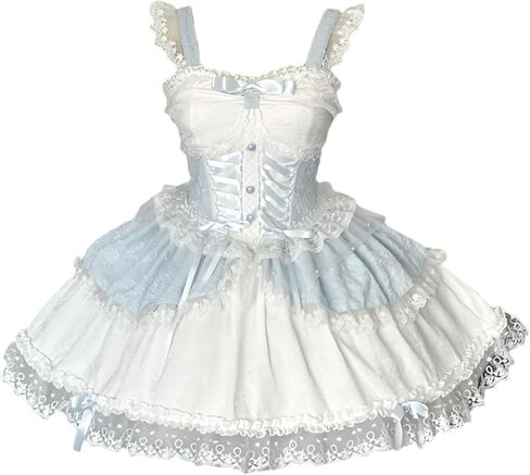 Lolita Sleeveless Short Dress Teens Cute Lace Decor Graduation Cocktail Princess Halloween Party Juniors Dresses in Kuwait