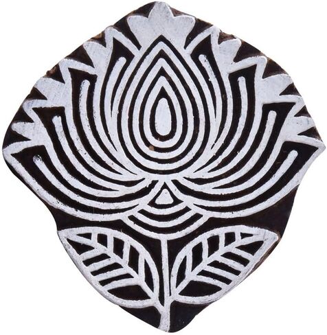 CraftyArt Lotus Flower Design Wooden Textile Printing Block Clay Potter Craft Heena Tattoo Scrapbook Stamps in Saudi Arabia