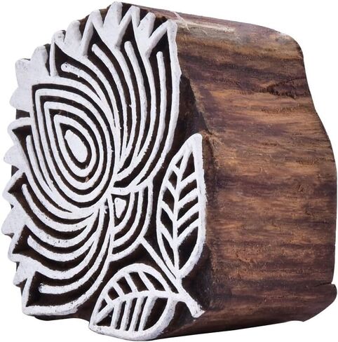 CraftyArt Lotus Flower Design Wooden Textile Printing Block Clay Potter Craft Heena Tattoo Scrapbook Stamps in Saudi Arabia