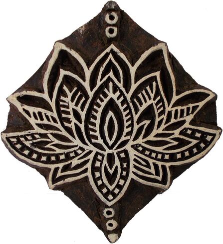 CraftyArt Lotus Flower Design Wooden Textile Printing Block Clay Potter Craft Heena Tattoo Scrapbook Stamps in Saudi Arabia