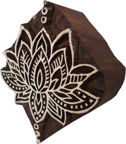 CraftyArt Lotus Flower Design Wooden Textile Printing Block Clay Potter Craft Heena Tattoo Scrapbook Stamps in Saudi Arabia