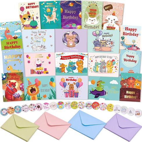 Birthday Cards Bulk Set, Cofullsky Funny Birthday Cards for Women Men Kids Gold Foil Happy Birthday Greeting Cards with Envelopes Blank Inside Assorted Birthday Card for Mom Wife Husband Boyfriend 20 in Saudi Arabia