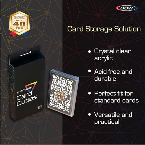 BCW Spectrum Card Cubes | Holds 15 Sleeved Cards | Crystal Clear Acrylic Storage in Saudi Arabia