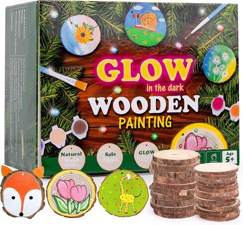 Wooden Painting Craft Supplies Kit for Kids, Arts and Crafts for Boys and Girls Ages 6-12, Creative Art Toys Birthday Christmas Gifts for 5 6 7 8 Year Old Girls Boys in Kuwait