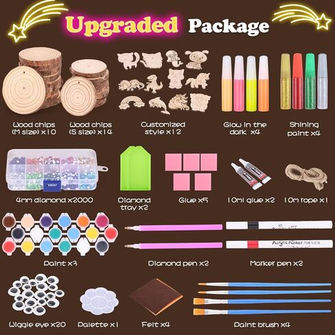 Wooden Painting Craft Supplies Kit for Kids, Arts and Crafts for Boys and Girls Ages 6-12, Creative Art Toys Birthday Christmas Gifts for 5 6 7 8 Year Old Girls Boys in Kuwait