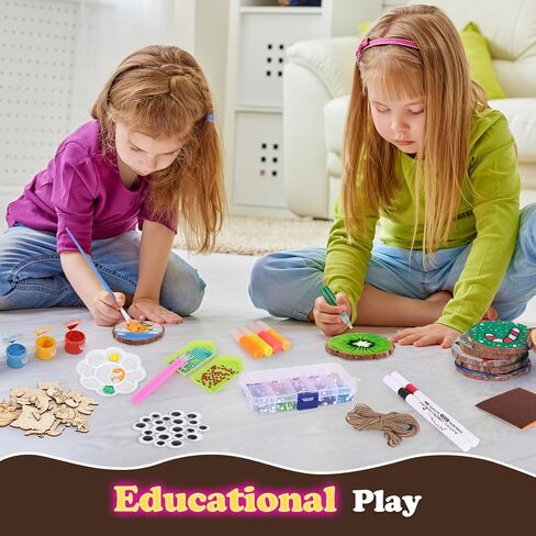 Wooden Painting Craft Supplies Kit for Kids, Arts and Crafts for Boys and Girls Ages 6-12, Creative Art Toys Birthday Christmas Gifts for 5 6 7 8 Year Old Girls Boys in Kuwait