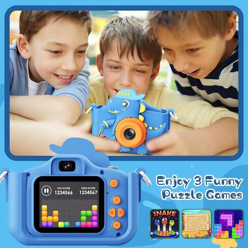 Kids Camera, Dinosaur Kids Camera for Boys, Toddler Camera Digital Camera for Kids Age 3-12, Christmas Birthday Gifts Toys for 3 4 5 6 7 8 9 10 Years Old Boys, 1080P HD Selfie Video Camera in Saudi Arabia