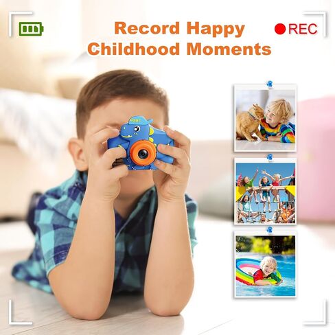 Kids Camera, Dinosaur Kids Camera for Boys, Toddler Camera Digital Camera for Kids Age 3-12, Christmas Birthday Gifts Toys for 3 4 5 6 7 8 9 10 Years Old Boys, 1080P HD Selfie Video Camera in Saudi Arabia