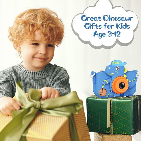 Kids Camera, Dinosaur Kids Camera for Boys, Toddler Camera Digital Camera for Kids Age 3-12, Christmas Birthday Gifts Toys for 3 4 5 6 7 8 9 10 Years Old Boys, 1080P HD Selfie Video Camera in Saudi Arabia