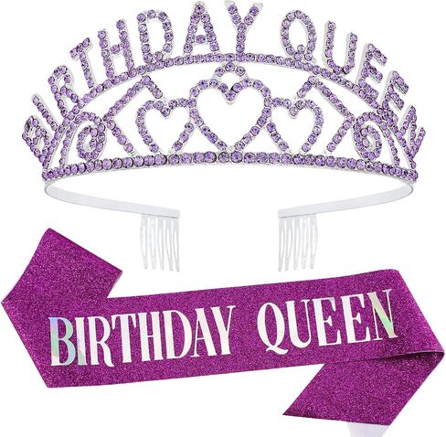 Birthday Queen Crown and Birthday Queen Sash Kit, Aprince Birthday Crowns for Women Girls Birthday Decorations for Women Tiara for Girl Gold Crown and Birthday Sash Happy Birthday Party Decorations in Saudi Arabia
