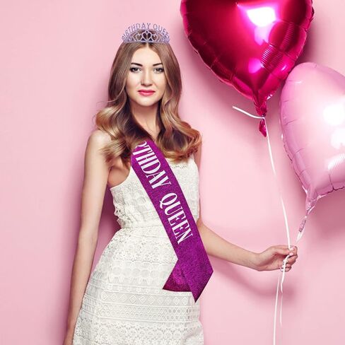 Birthday Queen Crown and Birthday Queen Sash Kit, Aprince Birthday Crowns for Women Girls Birthday Decorations for Women Tiara for Girl Gold Crown and Birthday Sash Happy Birthday Party Decorations in Saudi Arabia