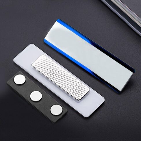 Magreen 100 Pack Name Badge Magnets, Magnetic Name Badge Holders, Name Tag Magnet Backs with 3 Powerful Neodymium Magnets and 3M Adhesive Front Plate in Kuwait