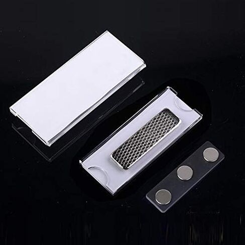 Magreen 100 Pack Name Badge Magnets, Magnetic Name Badge Holders, Name Tag Magnet Backs with 3 Powerful Neodymium Magnets and 3M Adhesive Front Plate in Kuwait