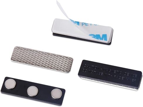 Magreen 100 Pack Name Badge Magnets, Magnetic Name Badge Holders, Name Tag Magnet Backs with 3 Powerful Neodymium Magnets and 3M Adhesive Front Plate in Kuwait