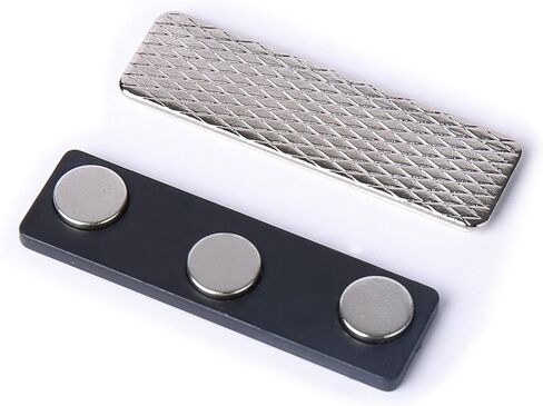 Magreen 100 Pack Name Badge Magnets, Magnetic Name Badge Holders, Name Tag Magnet Backs with 3 Powerful Neodymium Magnets and 3M Adhesive Front Plate in Kuwait