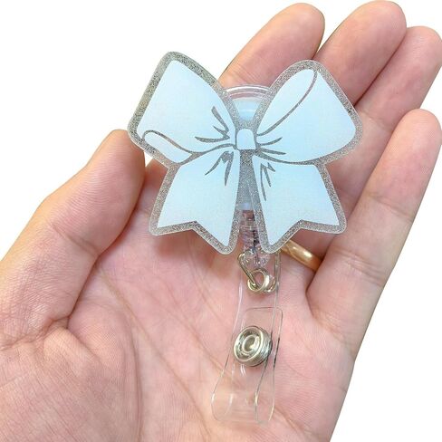 Coquette Bow Badge Reel Retractable Badge Holder for ID Card Badge,Cute Badge Holders Alligator Clip Badge Accessories Name Badges for Nurse Doctor Medical Worker,Nursing Student ID Tag Holder-White in Saudi Arabia