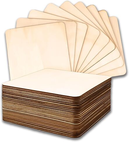 20 Pcs Unfinished Wood Squares for Crafts 4 inch Blank Wooden Squares 0.1'' Thickness Wooden Square Cutouts Tiles for DIY Crafts Painting Coasters Engraving Scrabble Home Decorations Staining in Saudi Arabia