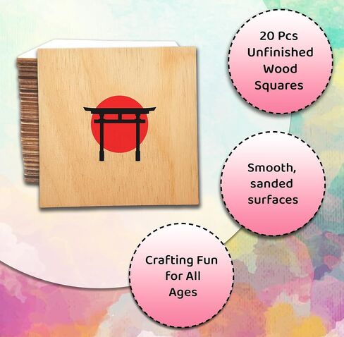20 Pcs Unfinished Wood Squares for Crafts 4 inch Blank Wooden Squares 0.1'' Thickness Wooden Square Cutouts Tiles for DIY Crafts Painting Coasters Engraving Scrabble Home Decorations Staining in Saudi Arabia