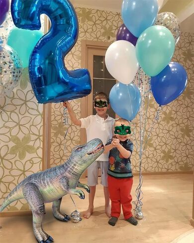 3 pack Inflatable Dinosaur Jurassic Birthday Party Supplies Giant Blow up Dinosaur Birthday Decorations Jumbo Balloons for Kids (Plesiosaur Tyrannosaurus Therizinosaurus) in Kuwait