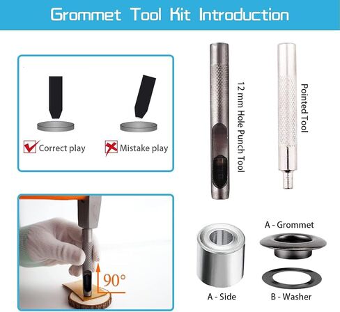 Grommet Tool Kit, 1/4 Inch Grommets Eyelets Sets, 110 Set Eyelets Kit with 3 Pcs Installation Tools and 1 Pcs Storage Box, Stainless Steel Grommets for Fabric, Tarps, Clothing (Black and Silver) in Saudi Arabia