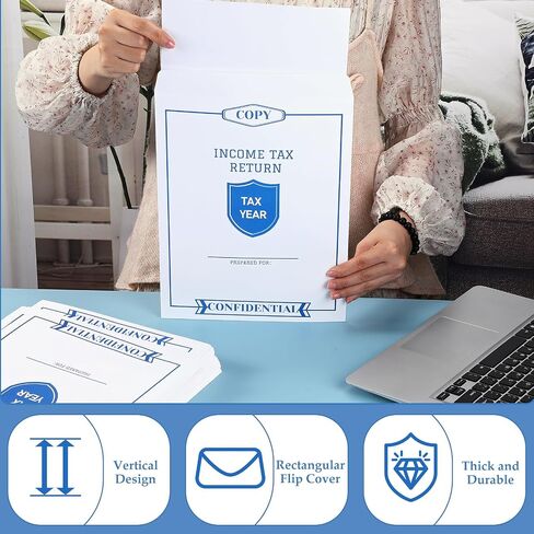 100 Pcs 9 x 12 Inches Income Tax Return Envelope Open End Envelopes Large White Mailer for Storing or Handling Personal and Customer Tax Return in Kuwait