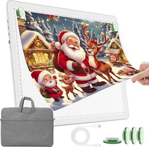 TOHETO Rechargeable A4 Light Pad for Diamond Painting, Ultra Bright Tracing Light Box for Drawing, Wireless Lightbox for Tracing and Drawing, Cordless Diamond Art Light Board for Sketching (Black) in Saudi Arabia