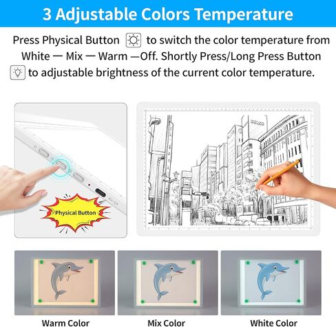 TOHETO Rechargeable A4 Light Pad for Diamond Painting, Ultra Bright Tracing Light Box for Drawing, Wireless Lightbox for Tracing and Drawing, Cordless Diamond Art Light Board for Sketching (Black) in Saudi Arabia