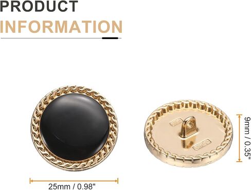 HARFINGTON 5pcs Metal Vintage Button 25mm Round Metal Sewing Button Alloy Shank Replacement Button for Women Suit Woolen Coat Shirt Dress Sewing Crafts, Black in Saudi Arabia