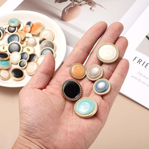 HARFINGTON 5pcs Metal Vintage Button 25mm Round Metal Sewing Button Alloy Shank Replacement Button for Women Suit Woolen Coat Shirt Dress Sewing Crafts, Black in Saudi Arabia