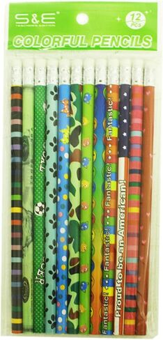 S & E TEACHER'S EDITION Assorted Colorful Pencils, Wooden Pencil with Eraser, Pencil Assortment, Novelty Kids, Awards & Incentives Pencils, 2 HB, 12 Colors 144pcs. in Kuwait