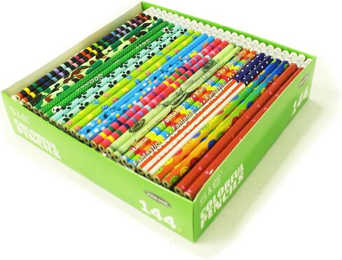 S & E TEACHER'S EDITION Assorted Colorful Pencils, Wooden Pencil with Eraser, Pencil Assortment, Novelty Kids, Awards & Incentives Pencils, 2 HB, 12 Colors 144pcs. in Kuwait